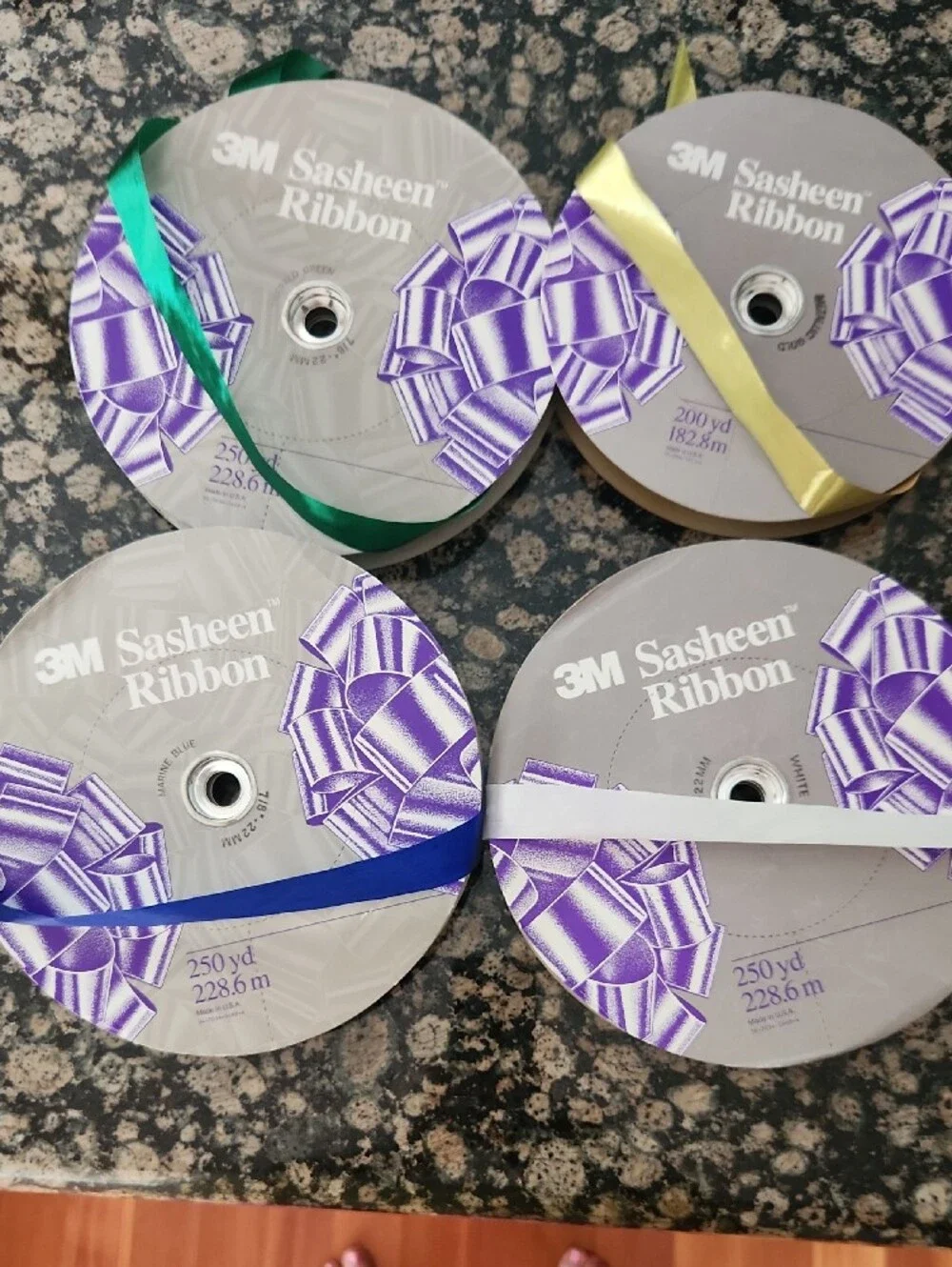 Satin Gift Ribbon Pack - Green, Gold, Blue, White